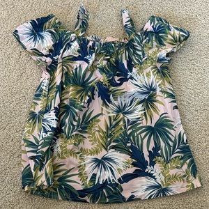 Bobeau Cold Shoulder Top - Palm Floral Print - Size Medium NWOT